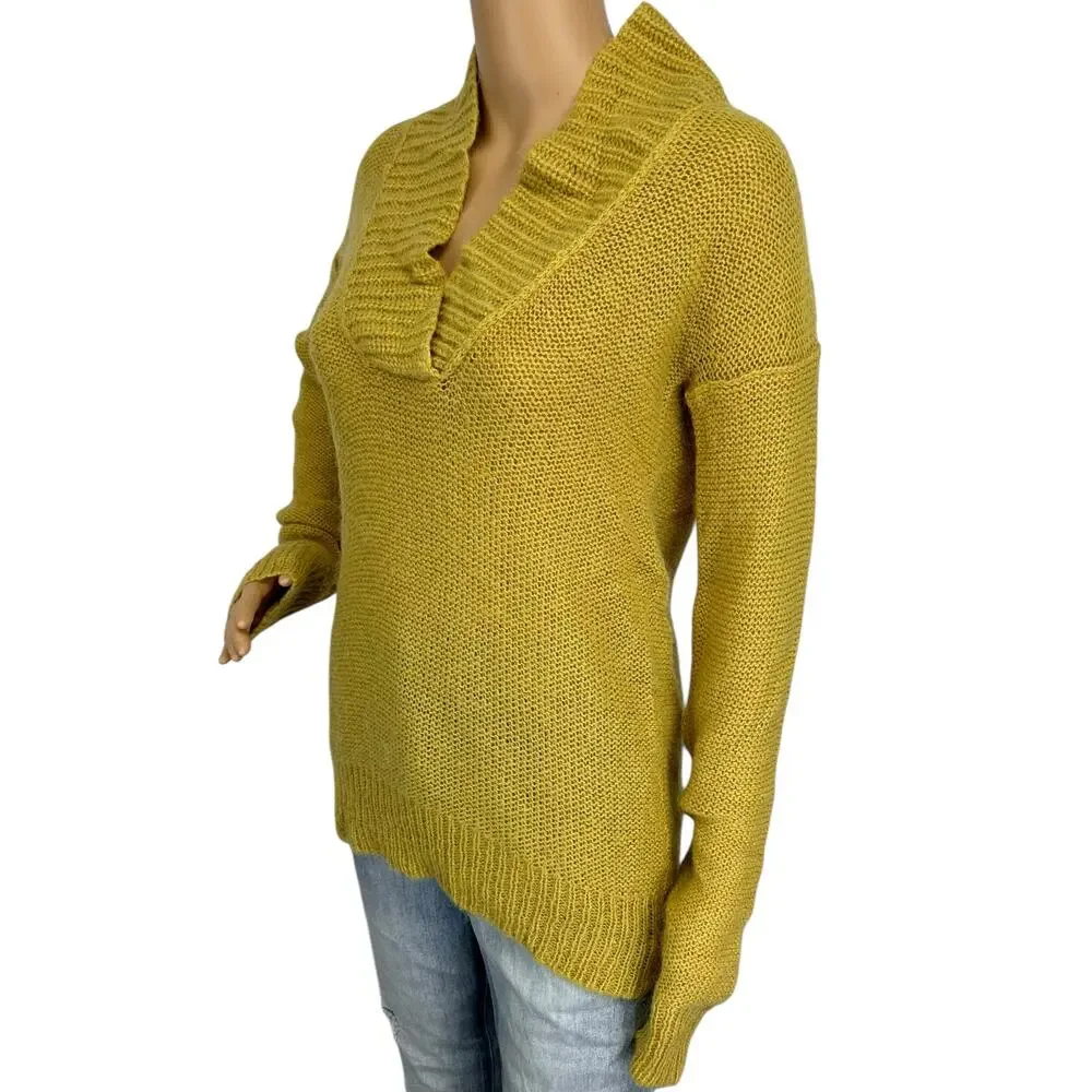 J. Crew Wool Mohair Dolce Shawl Collar Popover Sweater Yellow 20824 Size XS